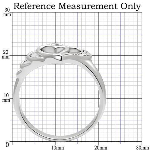 TK6X179 High Polished Stainless Steel Ring featuring a clear AAA Grade CZ center stone, showcasing its elegant design and shine.