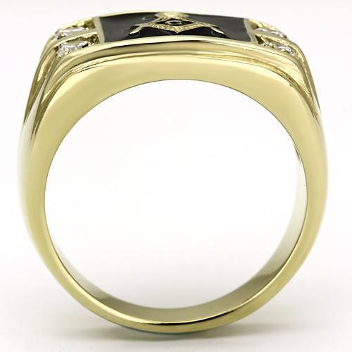 TK719 IP Gold Stainless Steel Ring featuring a clear AAA Grade CZ stone, showcasing its elegant design and luxurious finish.