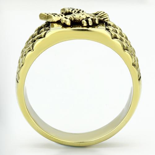 TK773 IP Gold Stainless Steel Ring with a sleek design, featuring a shiny ion plating finish and no center stone.