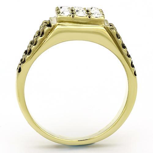 TK765 IP Gold Stainless Steel Ring featuring a clear top-grade crystal, showcasing its elegant design and luxurious finish.