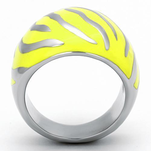 TK833 High Polished Stainless Steel Ring featuring a vibrant topaz epoxy stone, showcasing a sleek and modern design.