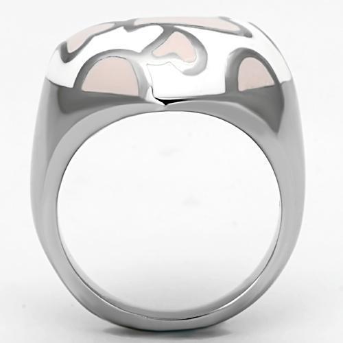 TK843 High Polished Stainless Steel Ring featuring a vibrant multi-color epoxy center stone, showcasing its elegant design and shine.