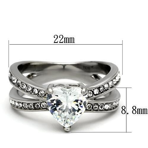 TK851 High Polished Stainless Steel Ring featuring AAA Grade clear CZ stone, showcasing a sleek and elegant design.