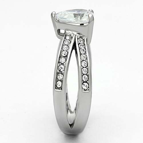 TK851 High Polished Stainless Steel Ring featuring AAA Grade clear CZ stone, showcasing a sleek and elegant design.