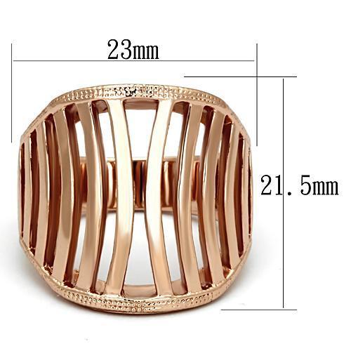 TK859 IP Rose Gold Stainless Steel Ring with a sleek, minimalist design and no stone, showcasing its elegant finish.