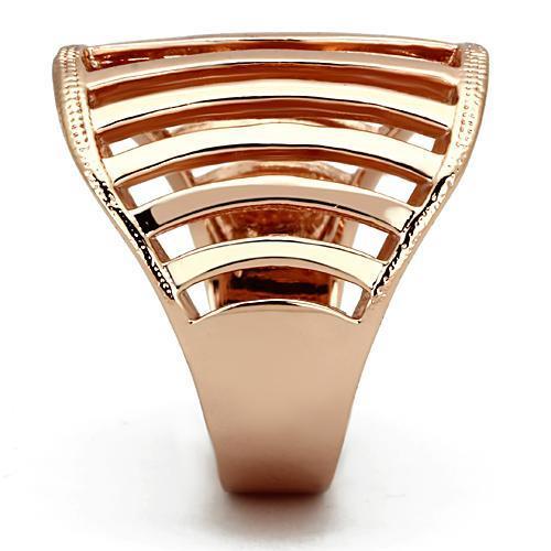 TK859 IP Rose Gold Stainless Steel Ring with a sleek, minimalist design and no stone, showcasing its elegant finish.