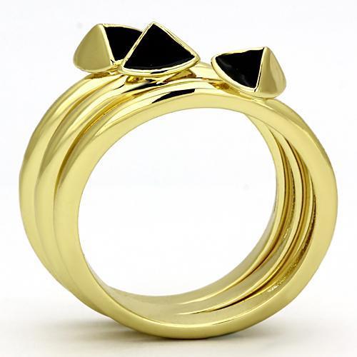 TK876 IP Gold Stainless Steel Ring featuring a jet epoxy center stone, showcasing its elegant design and luxurious finish.