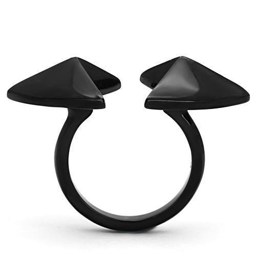 TK990 IP Black Stainless Steel Ring with a sleek design and no stone, showcasing its modern finish and lightweight structure.