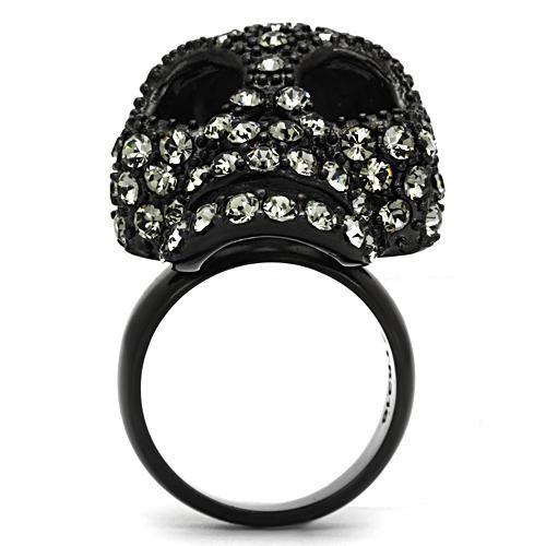 TK992 IP Black Stainless Steel Ring featuring a top-grade black diamond crystal, showcasing a sleek and modern design.