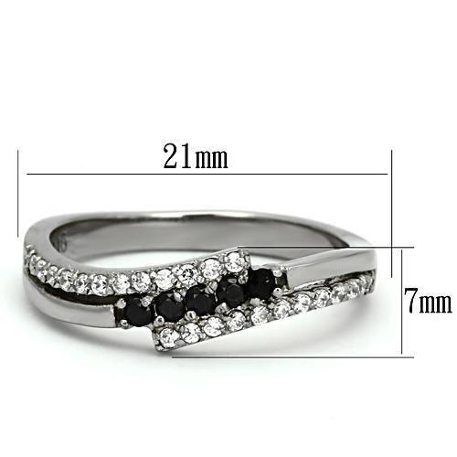 TK996 High Polished Stainless Steel Ring featuring AAA Grade CZ in black diamond color, showcasing its elegant design and shine.