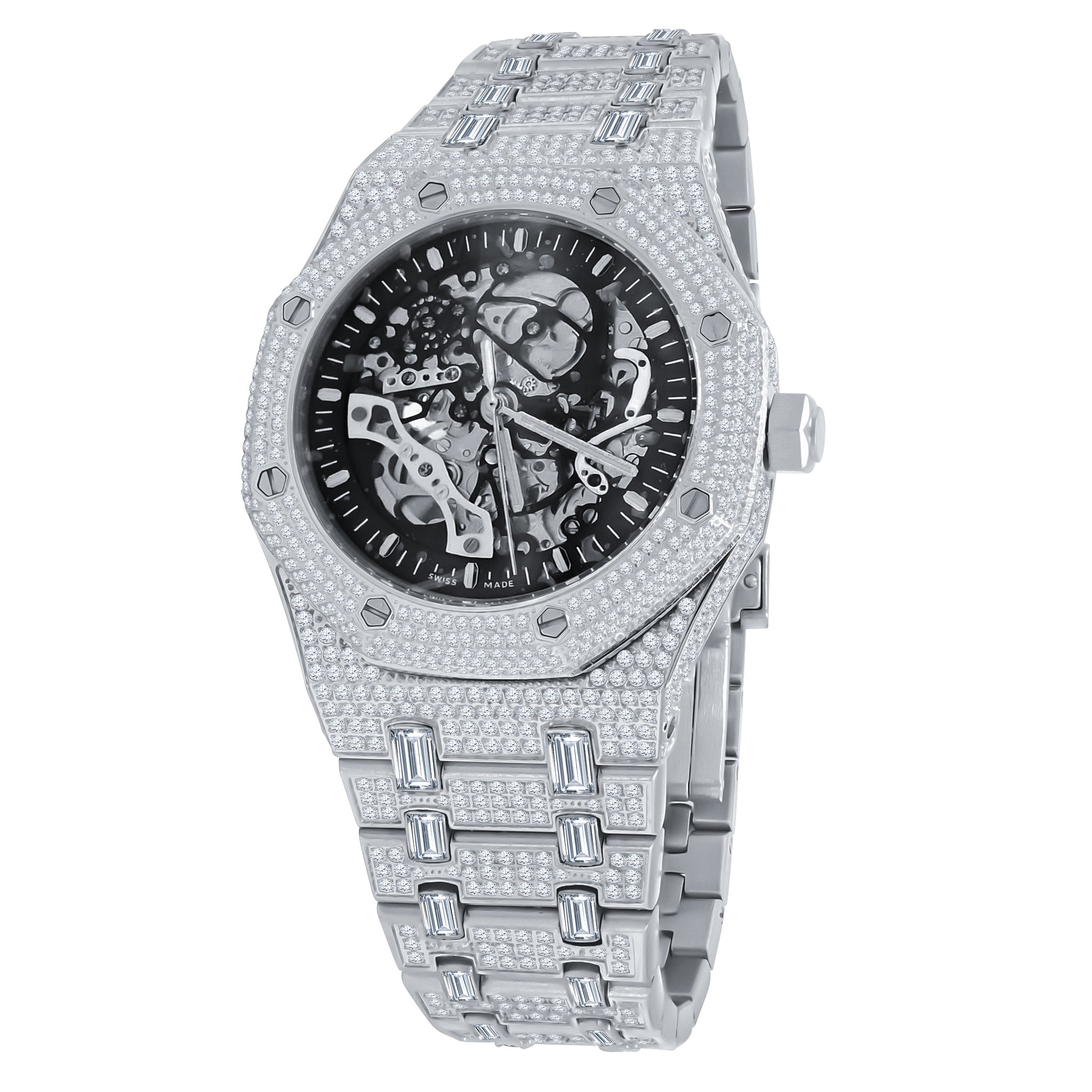 TORPEDO Steel Watch featuring a figurative dial, metal strap, and cubic zirconia stones, showcasing luxury and elegance.