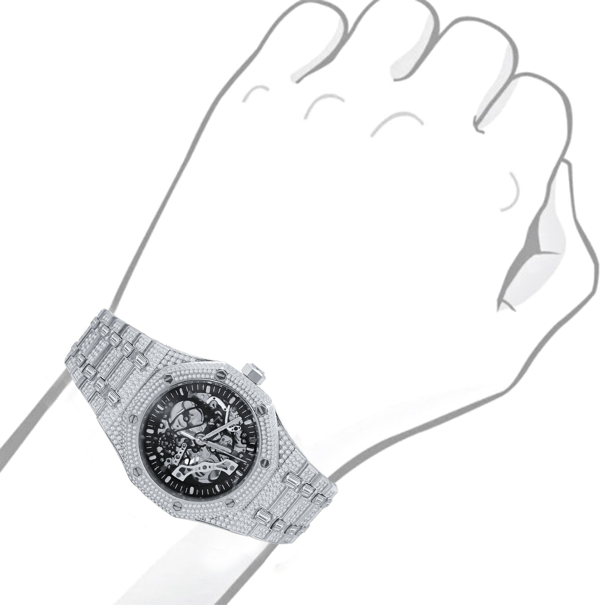 TORPEDO Steel Watch featuring a figurative dial, metal strap, and cubic zirconia stones, showcasing luxury and elegance.