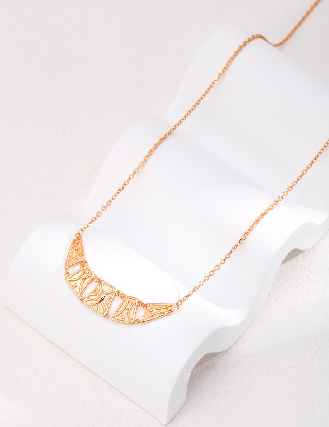 Elegant handmade Totem Pendant Necklace in gold vermeil, featuring a unique totem design on a delicate chain.