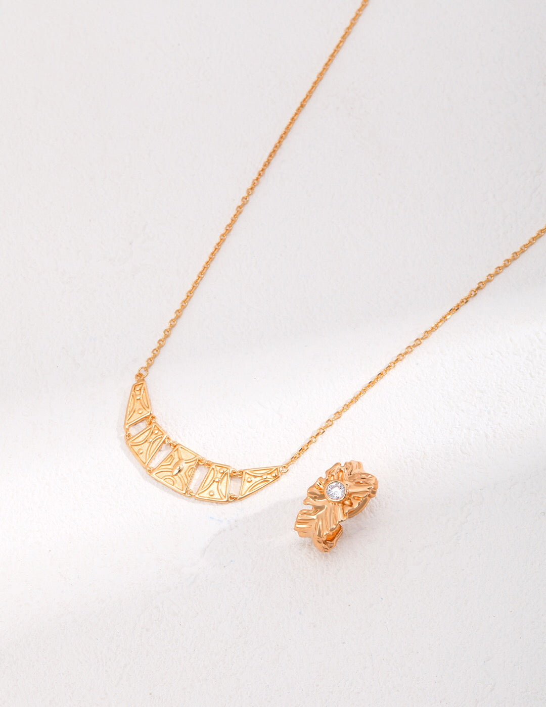 Elegant handmade Totem Pendant Necklace in gold vermeil, featuring a unique totem design on a delicate chain.