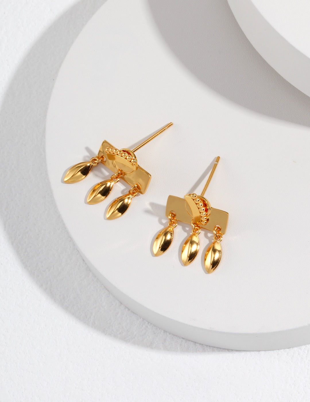 Trendy Boho Dangle Detachable Earrings made of gold vermeil, showcasing intricate design and elegance.