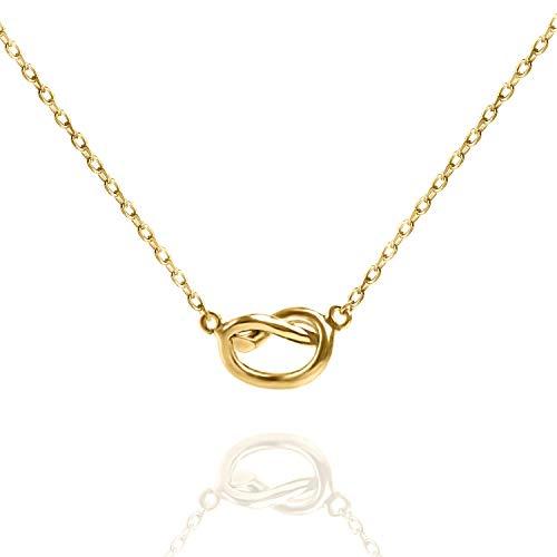 Trendy Twist Necklace featuring an elegant twist design, 18" length with a 2" extender, crafted in 14K gold plating.