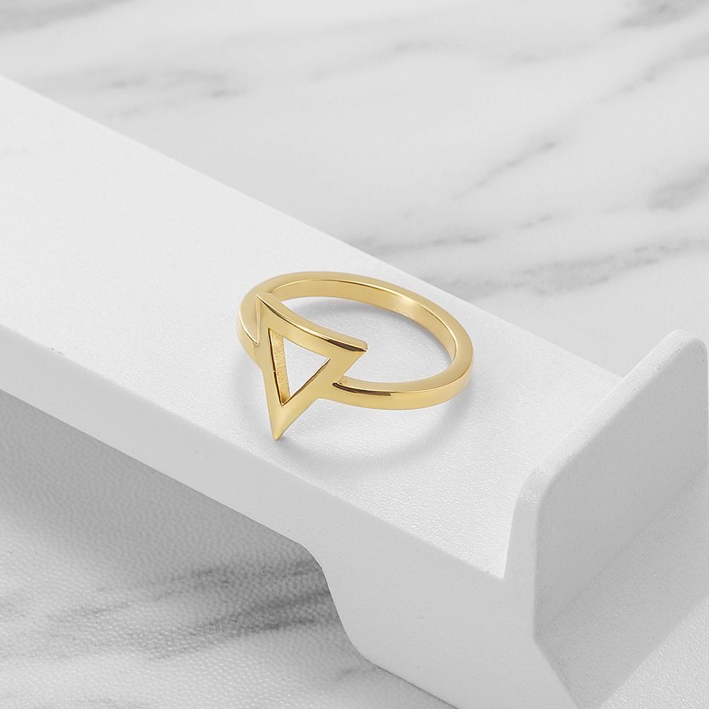 A stylish Triangle Stacking Ring made of 316L surgical stainless steel with 14K gold PVD plating, showcasing a modern geometric design.