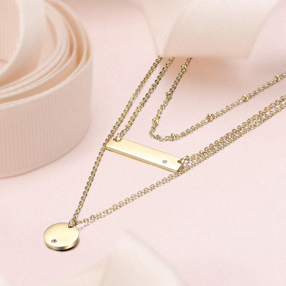 Triple Layer Pendant Necklace made of 316L surgical stainless steel with 14K gold PVD plating, showcasing its elegant design.