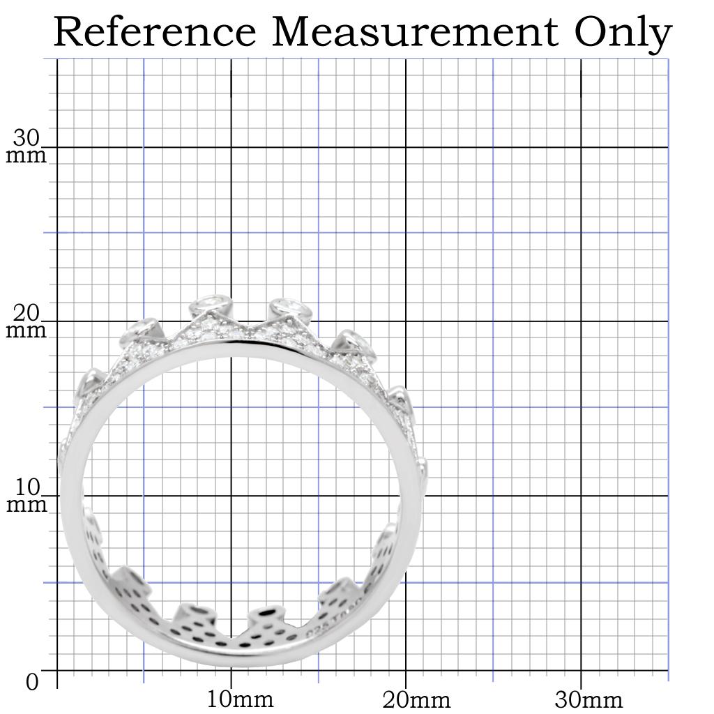 TS011 Rhodium 925 Sterling Silver Ring featuring a clear AAA Grade CZ stone, showcasing its elegant design and shiny finish.