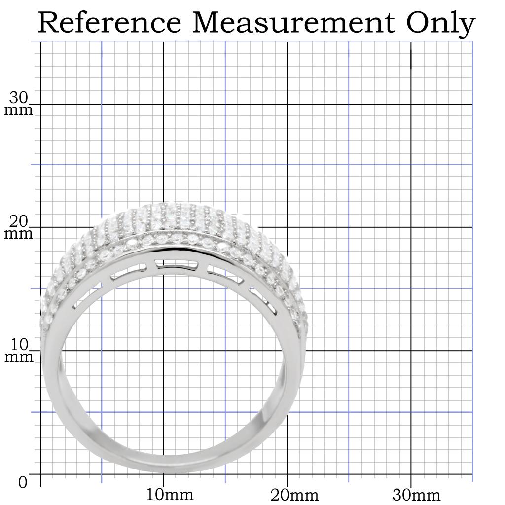 TS012 Rhodium 925 Sterling Silver Ring featuring a clear AAA Grade CZ stone, showcasing a sleek and elegant design.