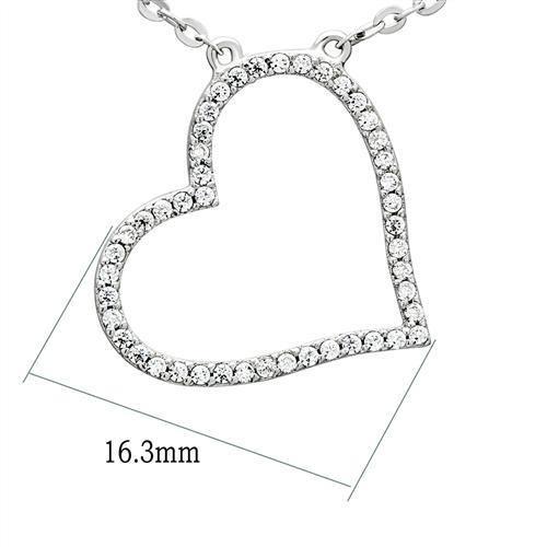 TS039 Rhodium 925 Sterling Silver Chain Pendant featuring a clear AAA Grade CZ stone, showcasing its elegant design and high-quality finish.