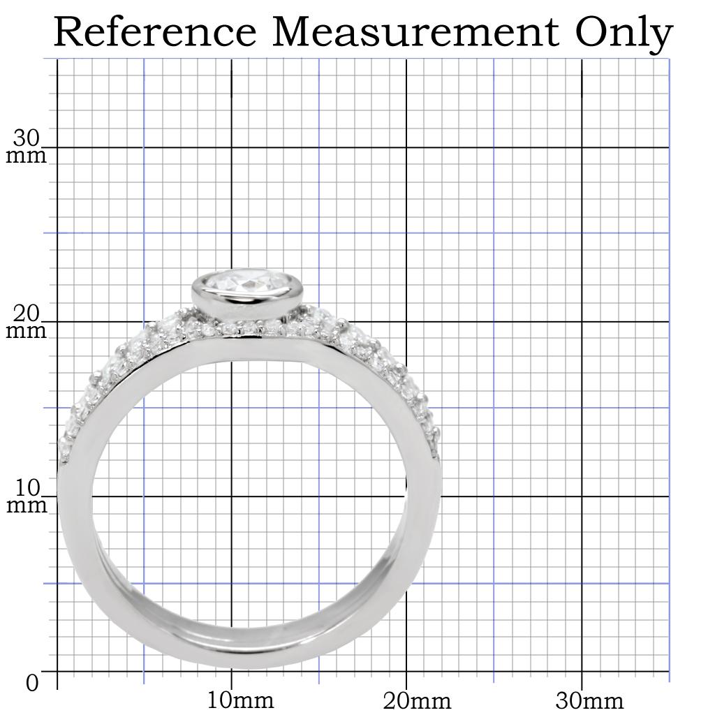 TS005 Rhodium 925 Sterling Silver Ring featuring a clear AAA Grade CZ stone, showcasing its elegant design and high-quality materials.