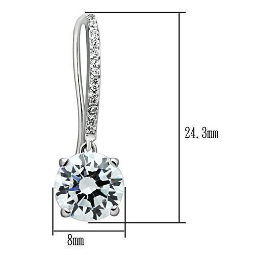 TS052 Rhodium 925 Sterling Silver Earrings featuring AAA Grade clear CZ stones, elegantly designed for any occasion.