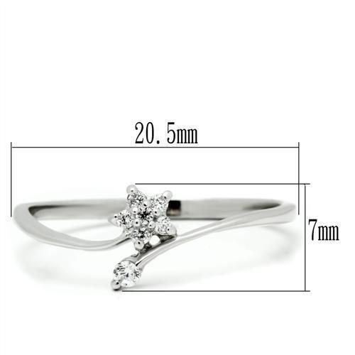 TS056 Rhodium 925 Sterling Silver Ring featuring a clear AAA Grade CZ stone, showcasing its elegant design and high-quality materials.