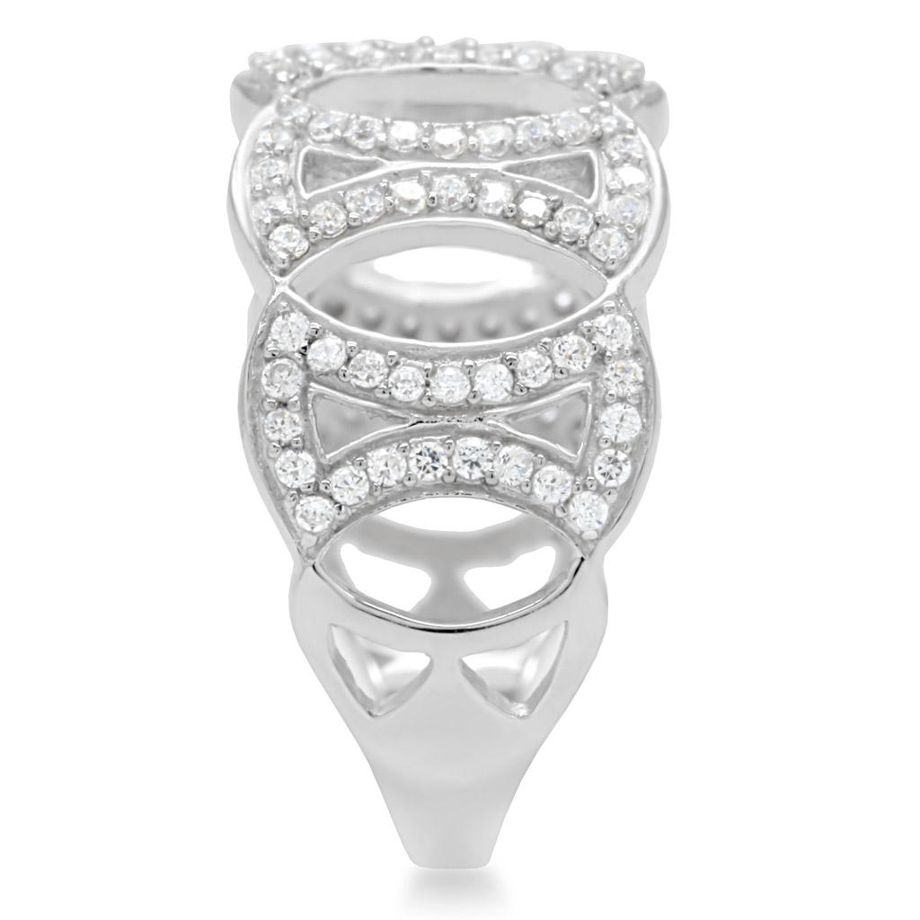 TS009 Rhodium 925 Sterling Silver Ring featuring a clear AAA Grade CZ stone, showcasing its elegant design and high-quality finish.