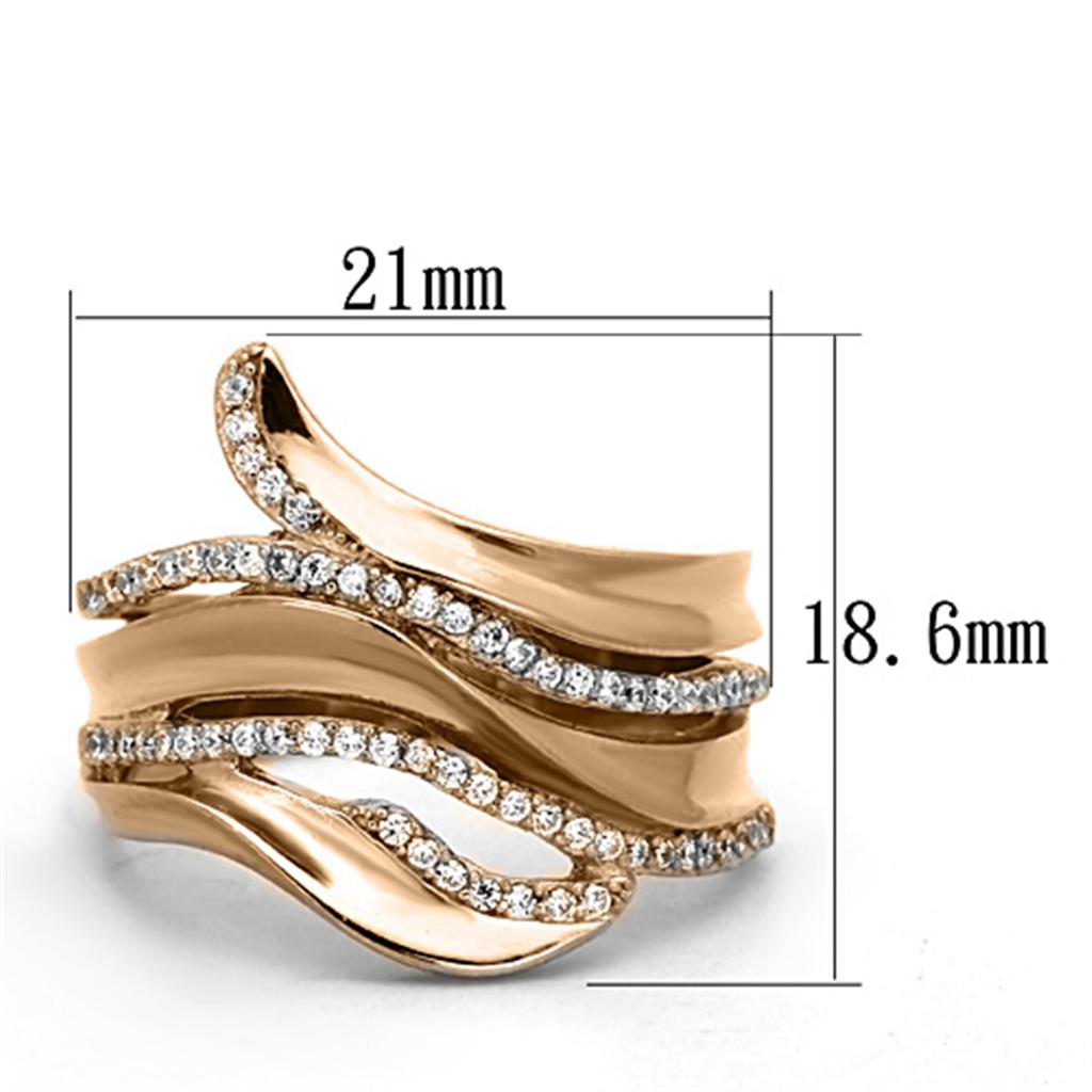 TS168 Rose Gold 925 Sterling Silver Ring featuring a clear AAA Grade CZ stone, showcasing elegance and sophistication.