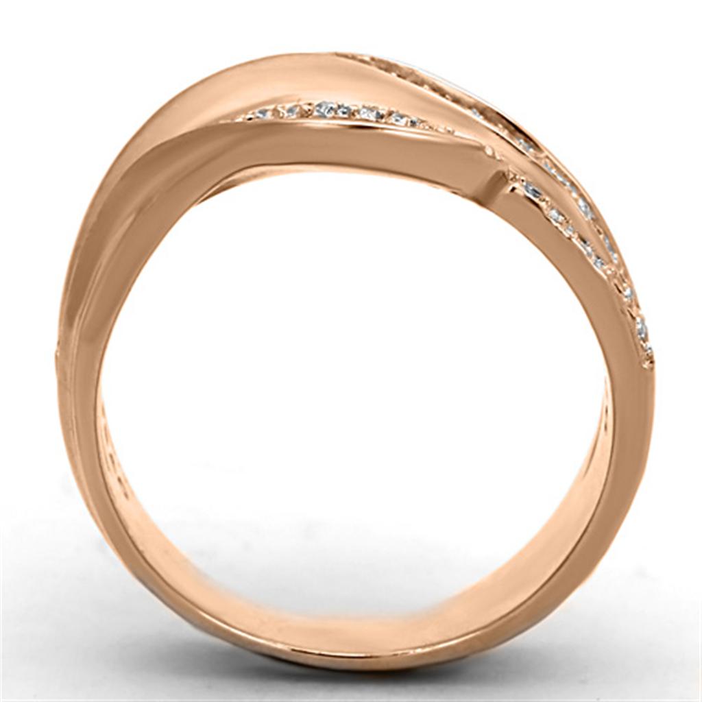 TS168 Rose Gold 925 Sterling Silver Ring featuring a clear AAA Grade CZ stone, showcasing elegance and sophistication.