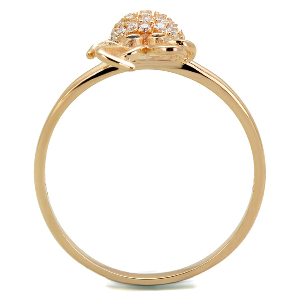 TS282 Rose Gold 925 Sterling Silver Ring featuring a black AAA Grade CZ stone, showcasing elegance and sophistication.