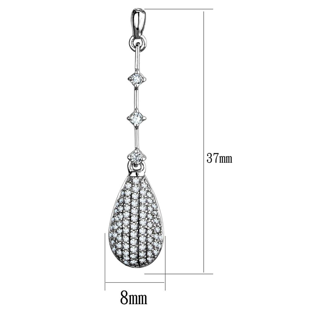 TS292 Rhodium 925 Sterling Silver Earrings featuring AAA Grade Clear CZ stones, showcasing their elegant design and shine.