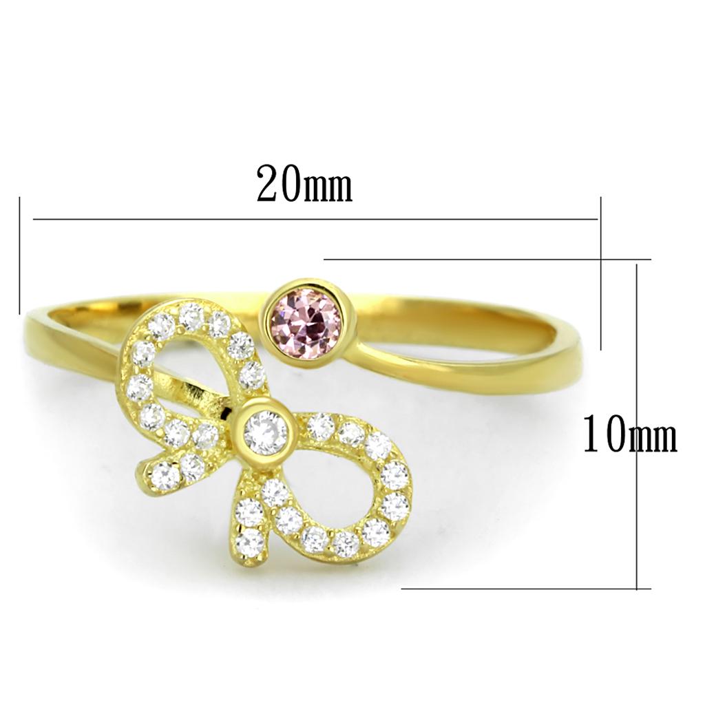 TS309 Gold 925 Sterling Silver Ring featuring a rose AAA Grade CZ center stone, showcasing elegance and luxury.