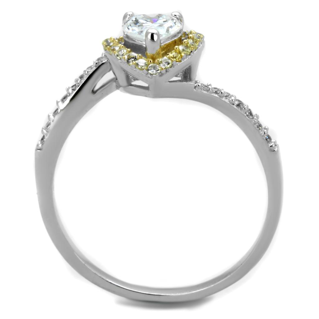 TS339 Reverse Two-Tone 925 Sterling Silver Ring featuring AAA Grade CZ stone, showcasing its elegant design and modern finish.