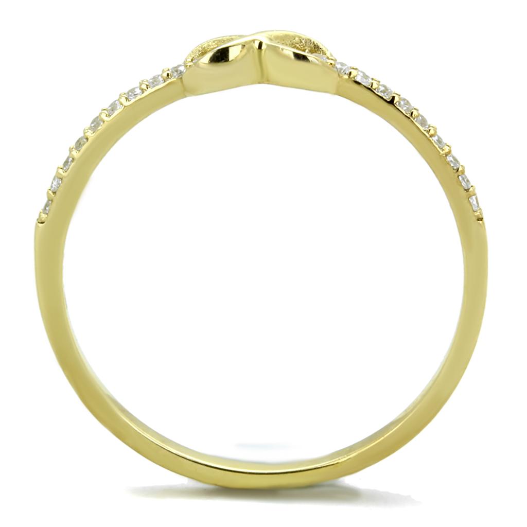 TS405 Gold 925 Sterling Silver Ring featuring AAA Grade Clear CZ stone, showcasing its elegant design and luxurious gold finish.