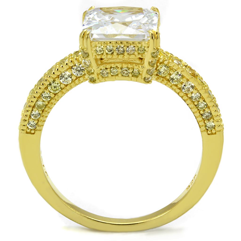 TS539 Gold 925 Sterling Silver Ring featuring AAA Grade Clear CZ stone, showcasing its elegant design and luxurious finish.