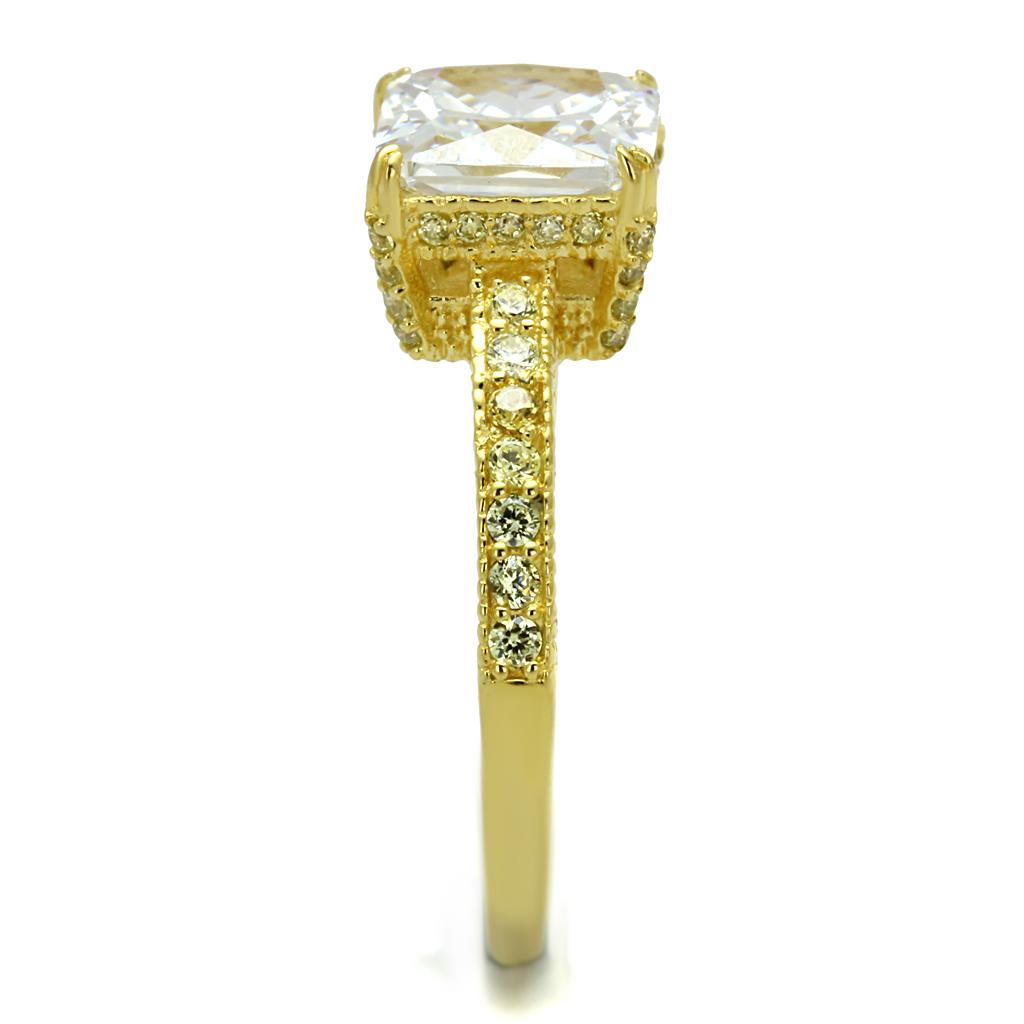 TS539 Gold 925 Sterling Silver Ring featuring AAA Grade Clear CZ stone, showcasing its elegant design and luxurious finish.