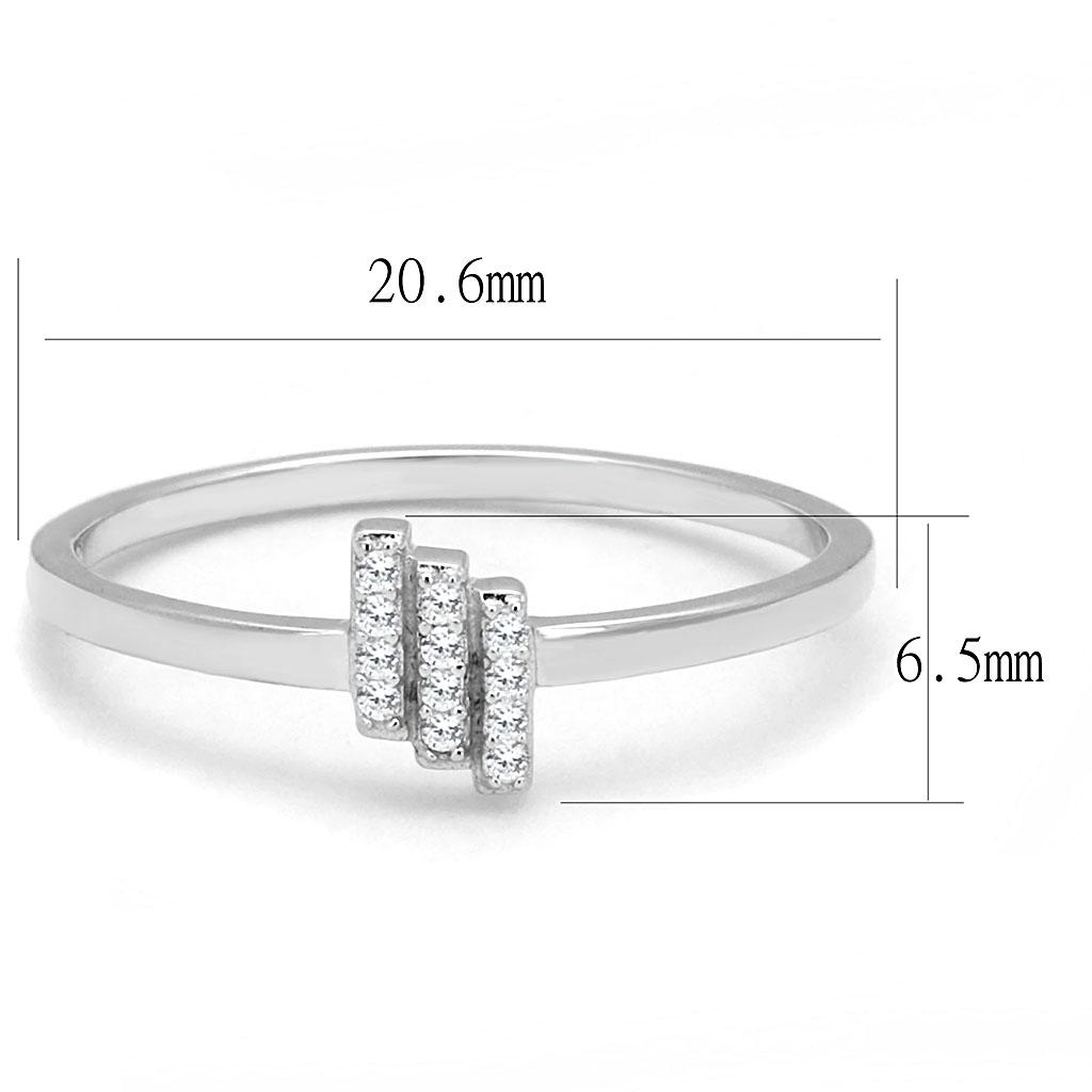 TS584 Rhodium 925 Sterling Silver Ring featuring a clear AAA Grade CZ stone, showcasing its elegant design and high-quality craftsmanship.