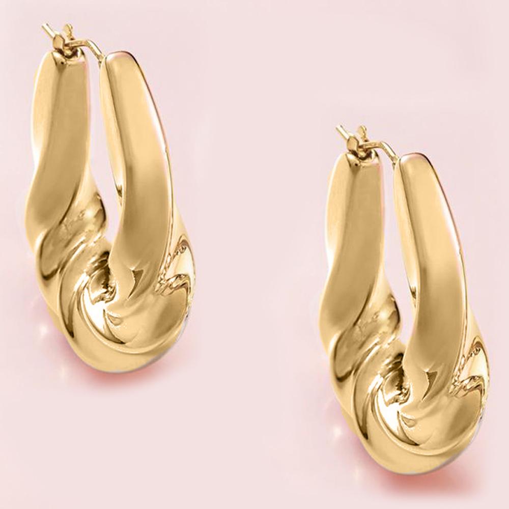 Elegant Twist French Lock Hoop Earrings in 18K Gold Plated, showcasing a unique twist design and secure French lock closure.