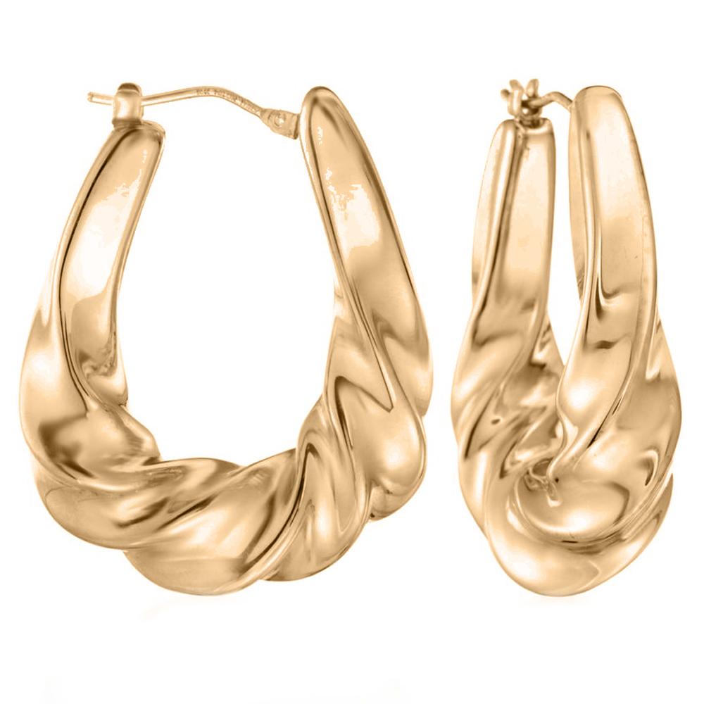 Elegant Twist French Lock Hoop Earrings in 18K Gold Plated, showcasing a unique twist design and secure French lock closure.