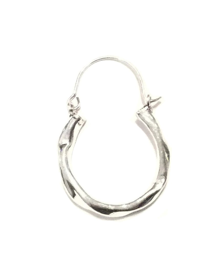 Elegant handmade twist hoop earrings in silver and gold, designed for sensitive skin with a chic twist design.