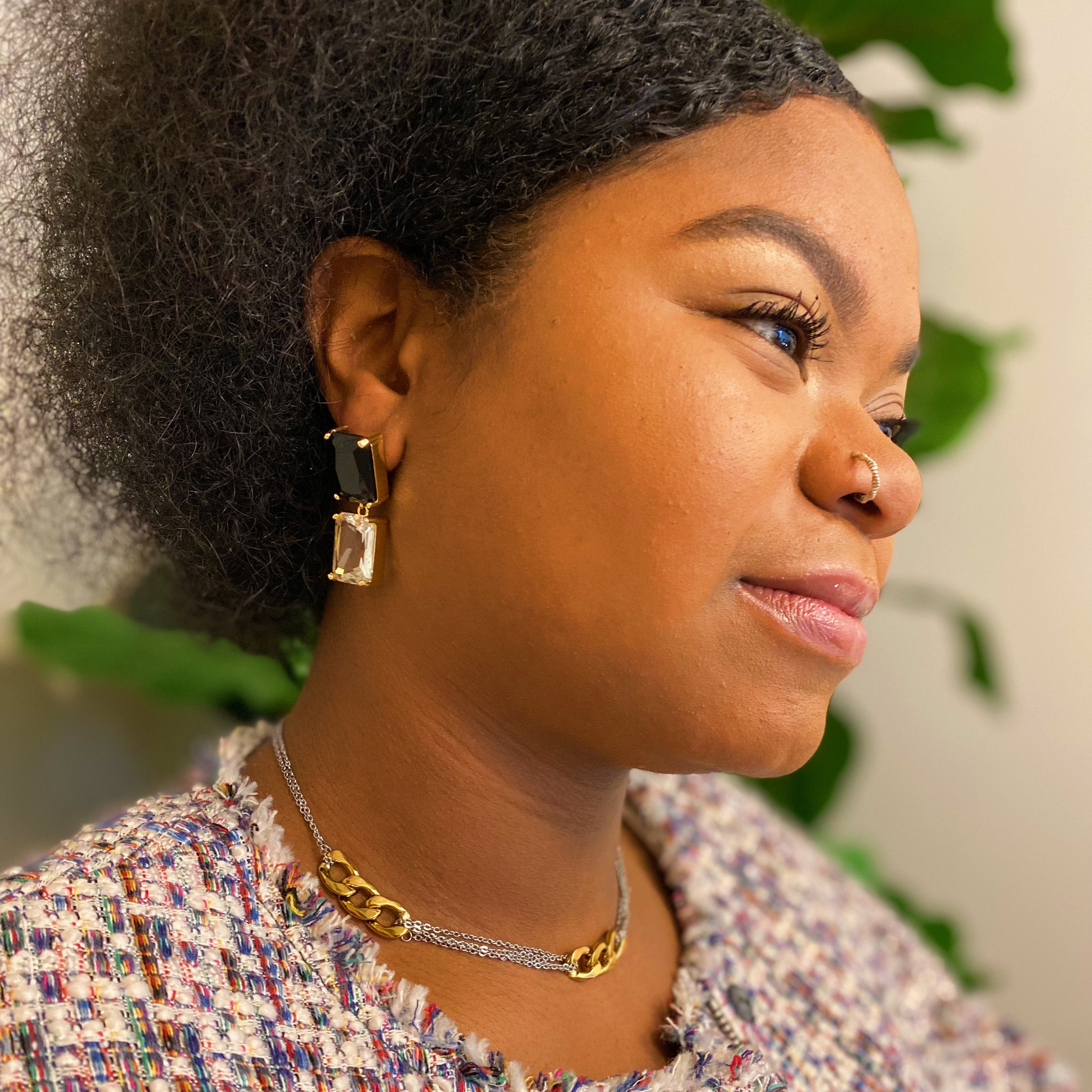 Two Toned Noble Chain Necklace featuring gold and silver tones with bold and dainty chains, perfect for stylish layering.