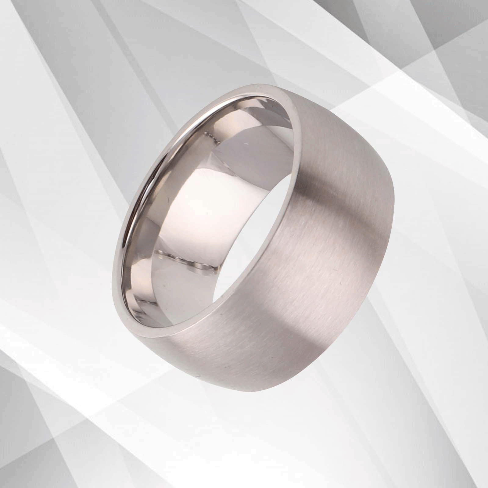 UK Extra Wide Tungsten Men’s D Shaped Engagement Ring with 18Ct White Gold Finish, showcasing a 10mm width and comfort fit design.