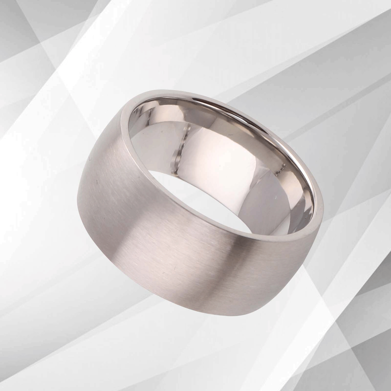 UK Extra Wide Tungsten Men’s D Shaped Engagement Ring with 18Ct White Gold Finish, showcasing a 10mm width and comfort fit design.