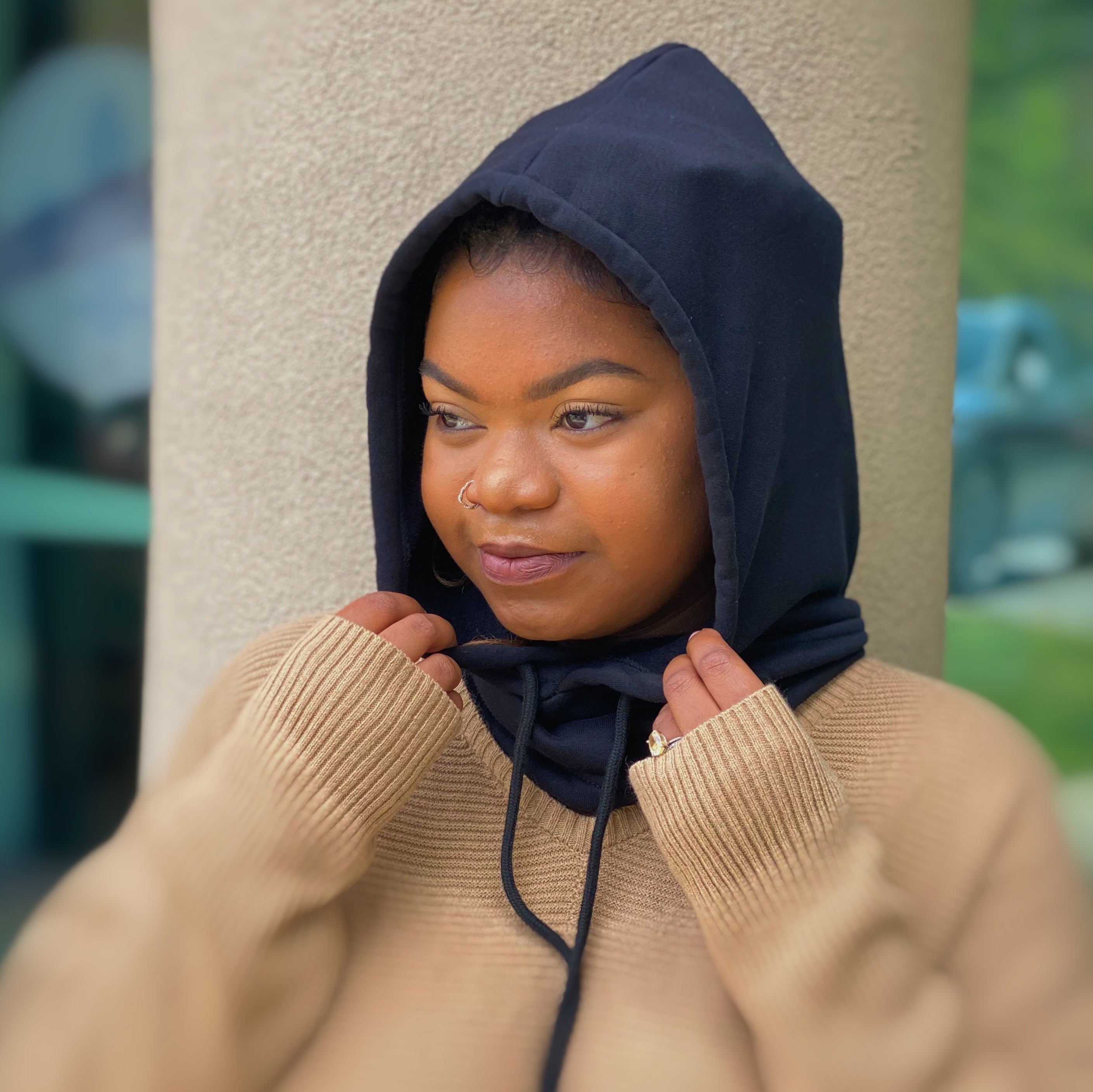 Under Jacket Hoodie Snood in stylish design, showcasing its cozy fabric and versatile wearability.