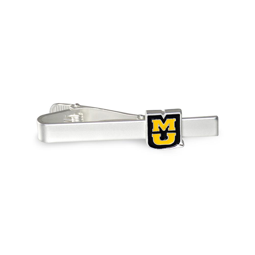 University of Missouri Tigers tie bar in brushed silver finish, showcasing the MU logo.