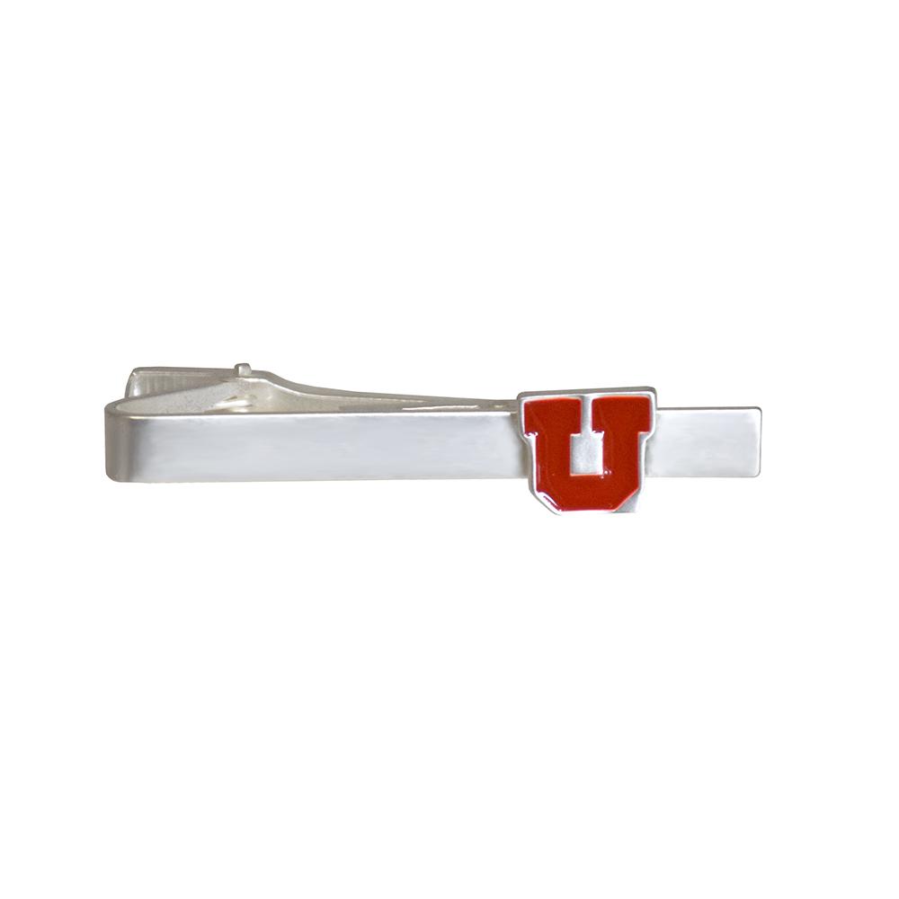 University of Utah Tie Bar in brushed silver finish, measuring approximately 2 1/4 inches, showcasing Utes pride.