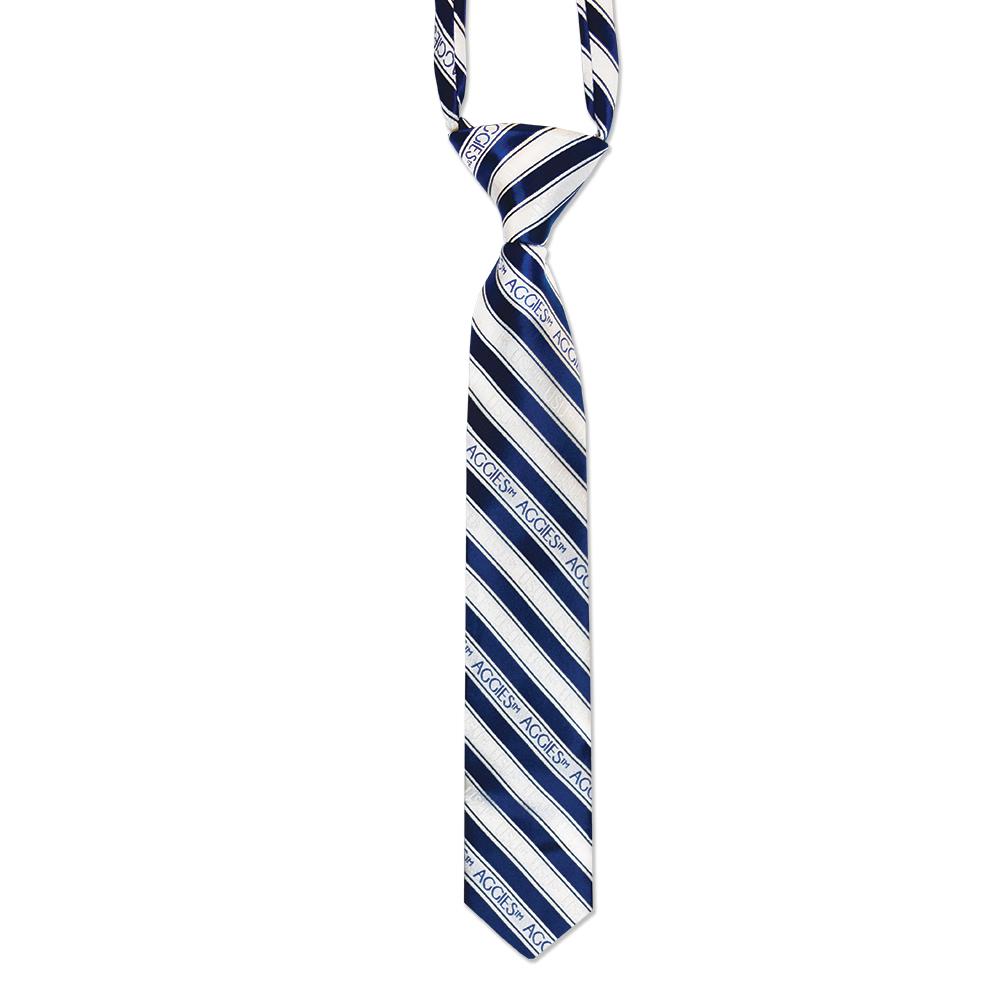 Utah State Boys Tie featuring trendy stripes, made from durable microfiber, perfect for young fans.