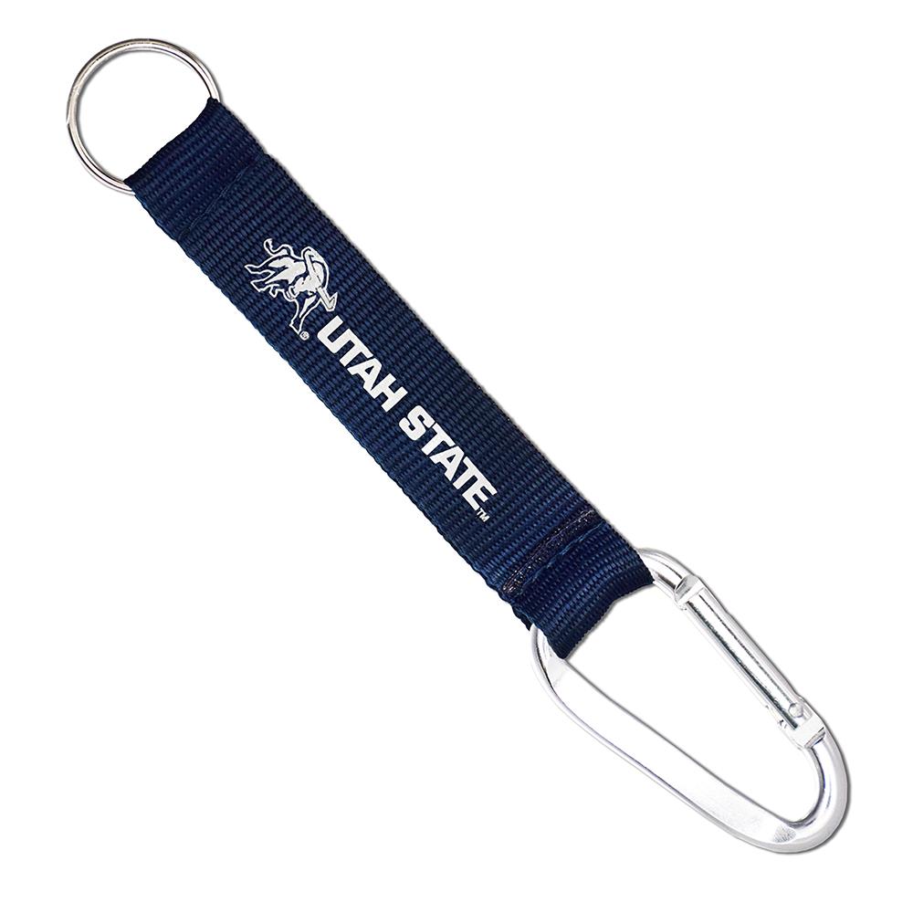 Utah State Lanyard Keytag featuring the university logo and carabiner clip.